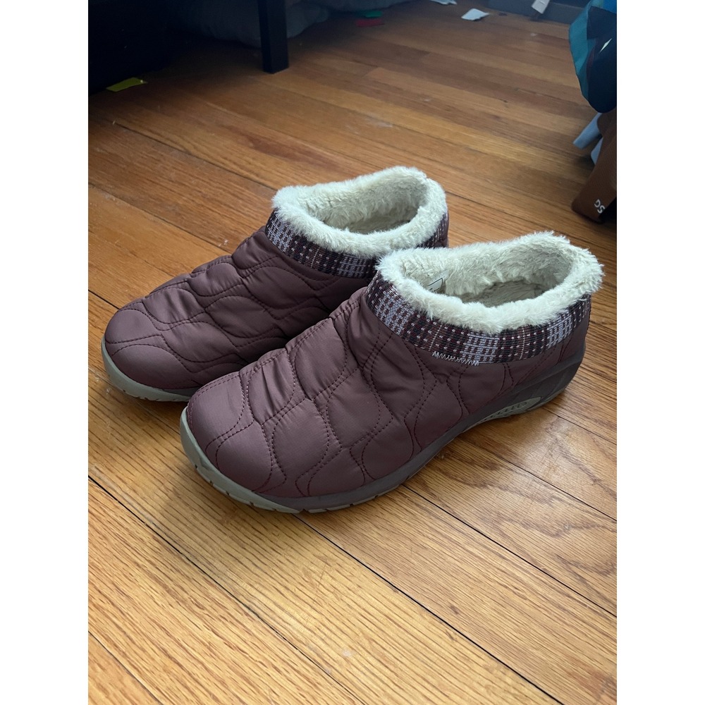 Merrel Encore Ice 4 Puff Slip On Clogs Quilted Nylon Faux Fur Women Sz 10.5